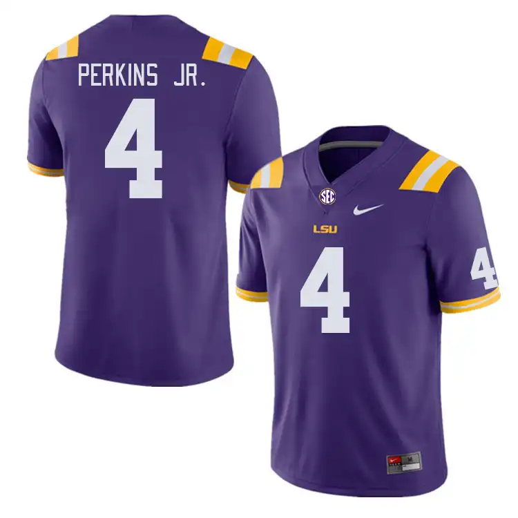 Men's LSU Tigers Harold Perkins Jr. #4 Purple NCAA Football Jersey